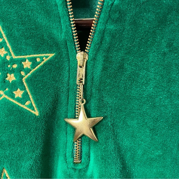 Neiman Marcus Vintage Green  Velour Sweatshirt quarter zip Size XL Embroidered - Picture 3 of 15